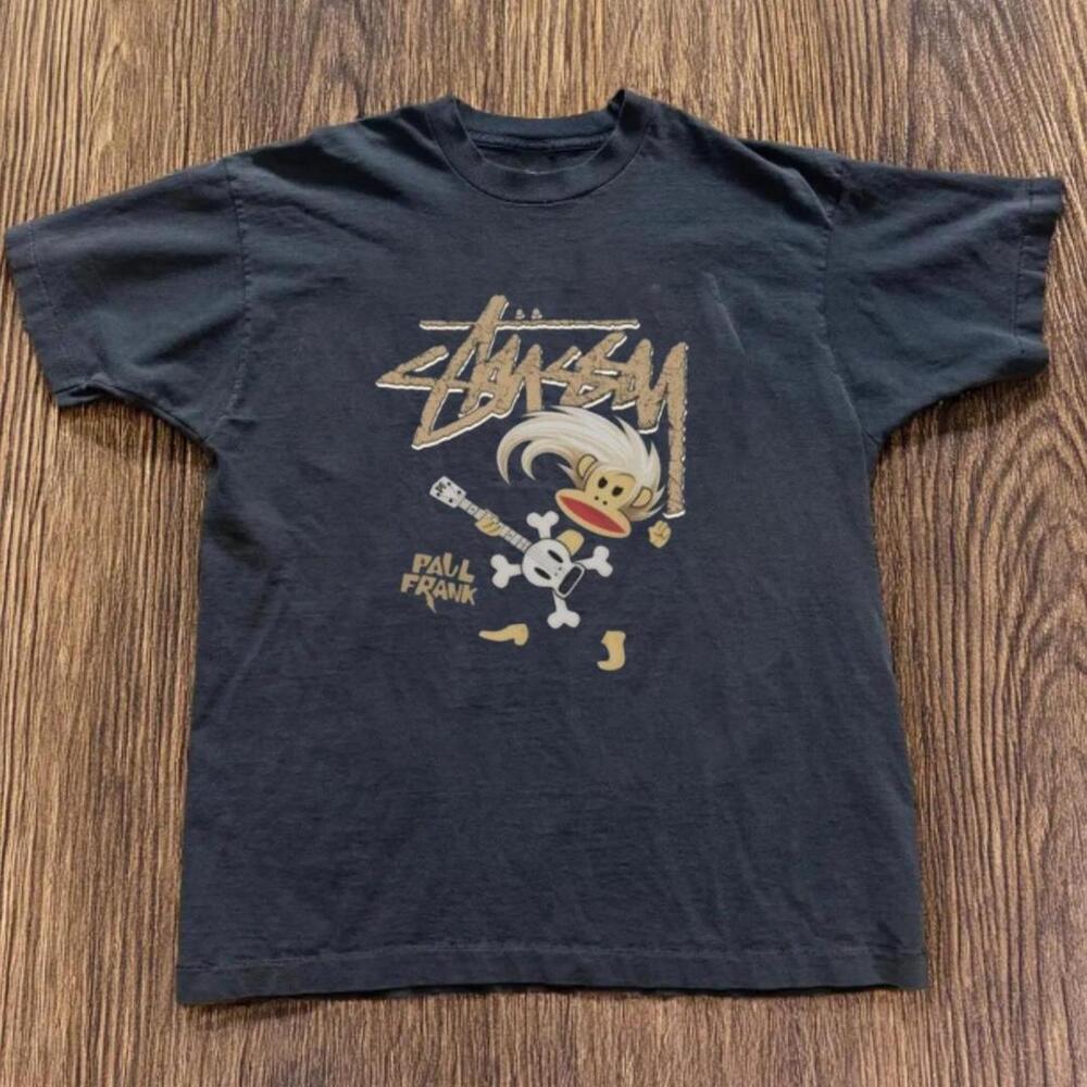 Gildan Men Black T-Shirt, Stussy X Paul Frank Black Tee